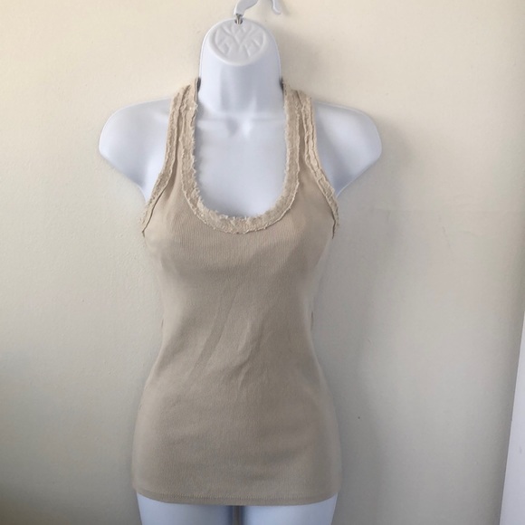Pookie & Sebastian Cream Color‎ Ribbed Embellished Tank - EUC - Picture 1 of 5